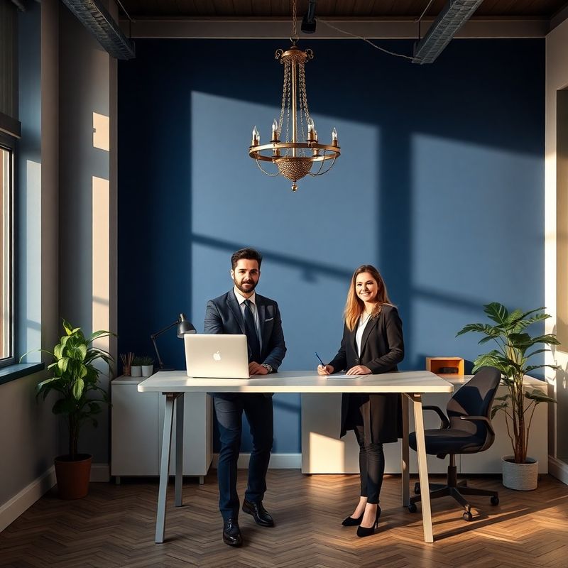 Malý profesionálny tím pri stojacom stole v modernom žilinskom štúdiu
